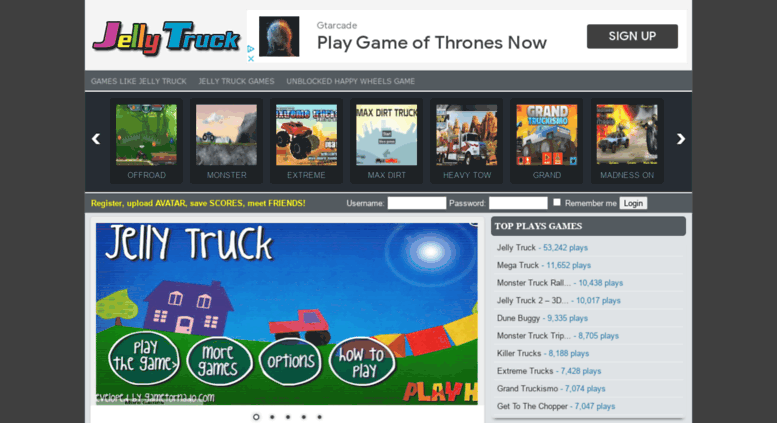 Access jellytruck.net. Play Jelly Truck Game