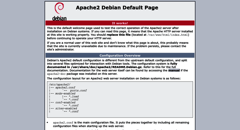 Apache2 debian default page it works вместо страницы сайта