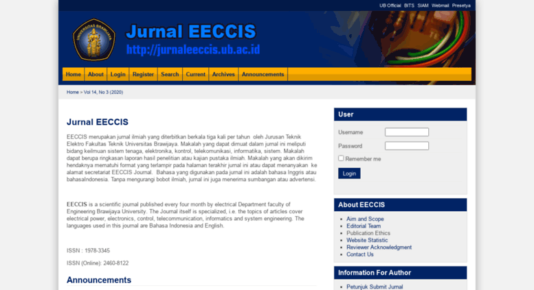 Access jurnaleeccis.ub.ac.id. Jurnal EECCIS
