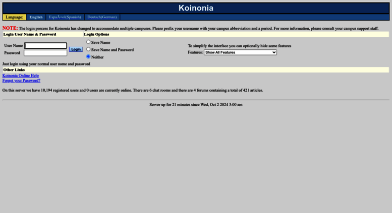 Access Koinonia nbc edu Koinonia Login