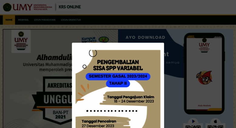 Access krs.umy.ac.id. KRS ONLINE UMY