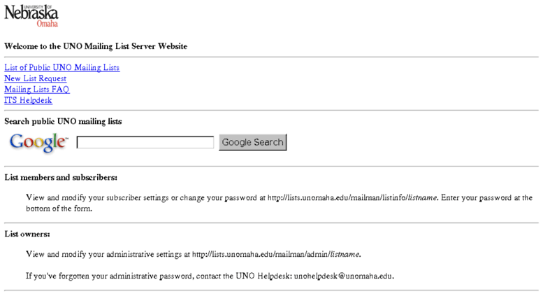 Access Lists Unomaha Edu Uno Campus Mailing List Server
