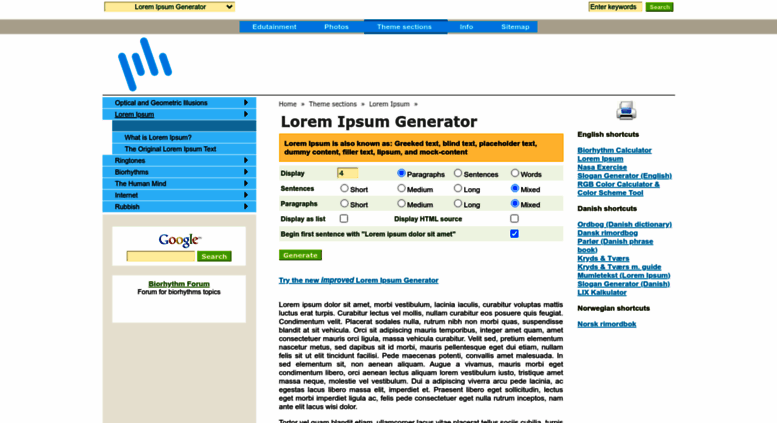 Lorem ipsum generator