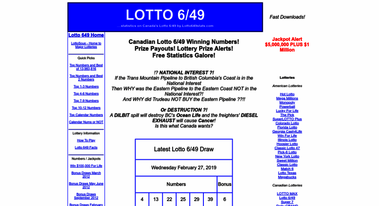 Classic Lotto Payout Chart