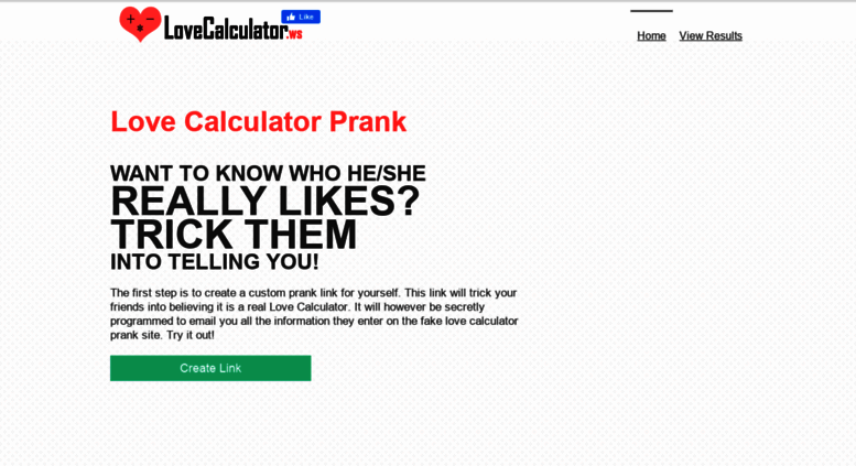love calculator prank site