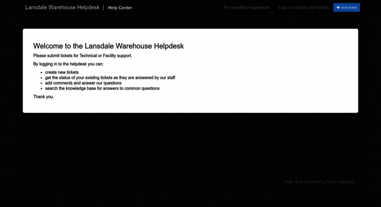 Access Lwc Mojohelpdesk Com Lansdale Warehouse Co Inc Mojo