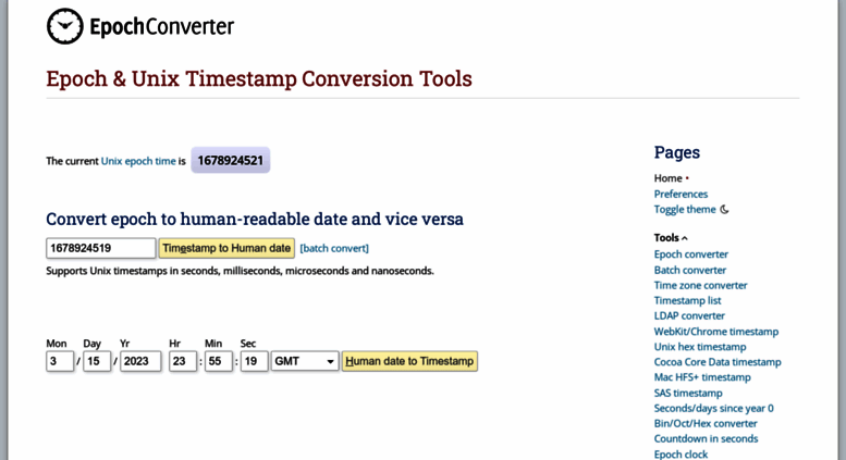 epoch time converter epoch time converter