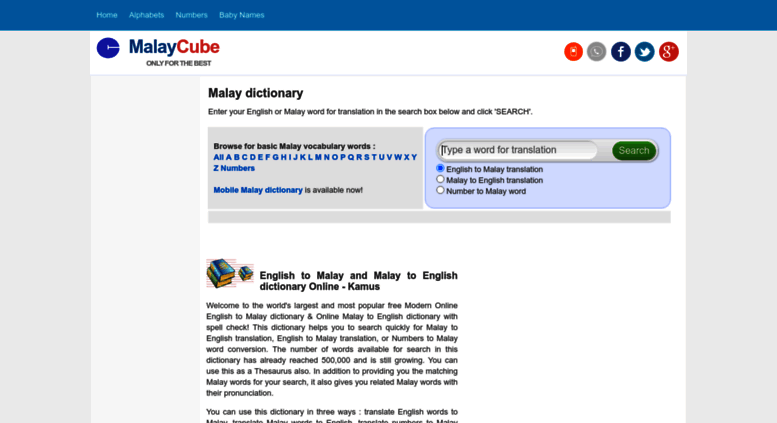 Access Malaycube Com English To Malay Dictionary Online Malaycube