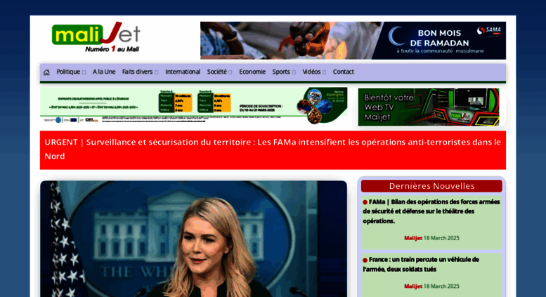 Access malijet.com. Malijet Actualité malienne en continu Nord Mali web ...