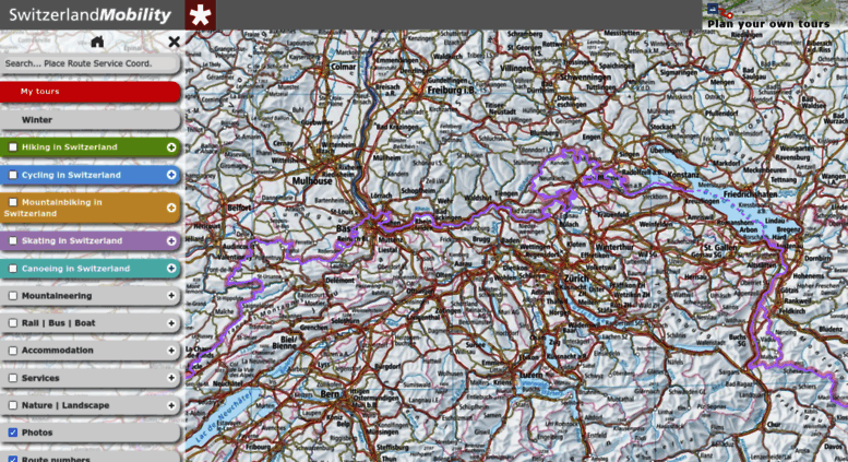 Access map.schweizmobil.ch. map.veloland.ch
