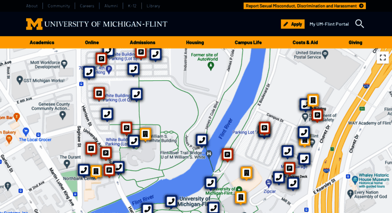 Access maps.umflint.edu. Campus Map | University of Michigan-Flint