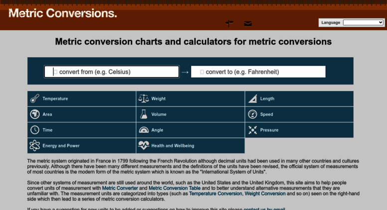 Metric Conversion Charts And Calculators