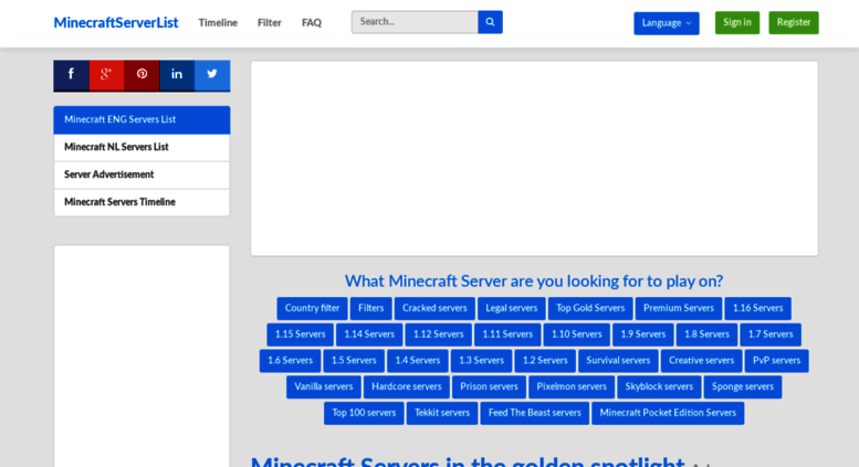 Access minecraftserverlist.eu. Minecraft Server List 