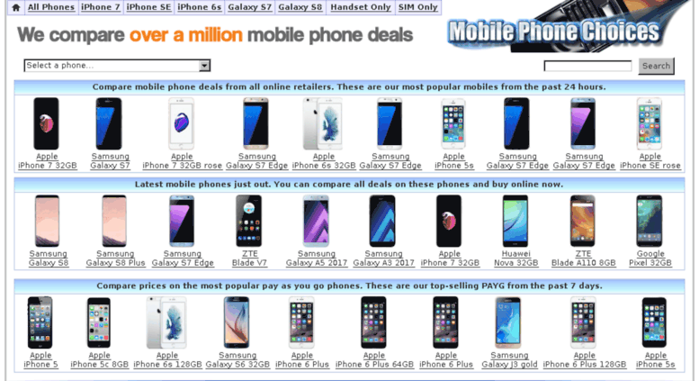 Access Mobilephonechoices.co.uk. Mobile Phone Price Comparison Site.