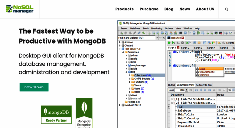 nosql manager for mongodb pro