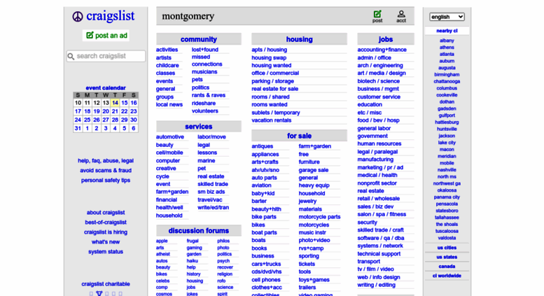 Access Montgomery Craigslist Org Craigslist Montgomery Al Jobs