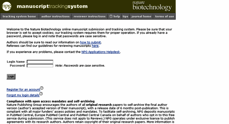 øje Notesbog Næb Access mts-nbt.nature.com. Nature Biotechnology