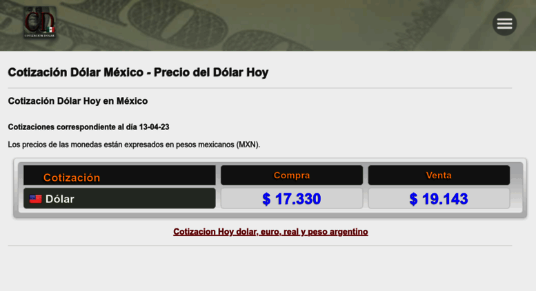 Access Mx Cotizacion Dolar Com Cotizacion Dolar Mexico Dolar Hoy - 