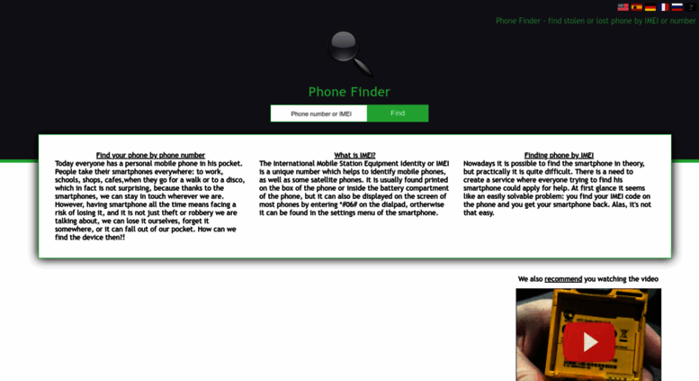 Access my-phone-finder.com. Phone Finder - find stolen or lost 