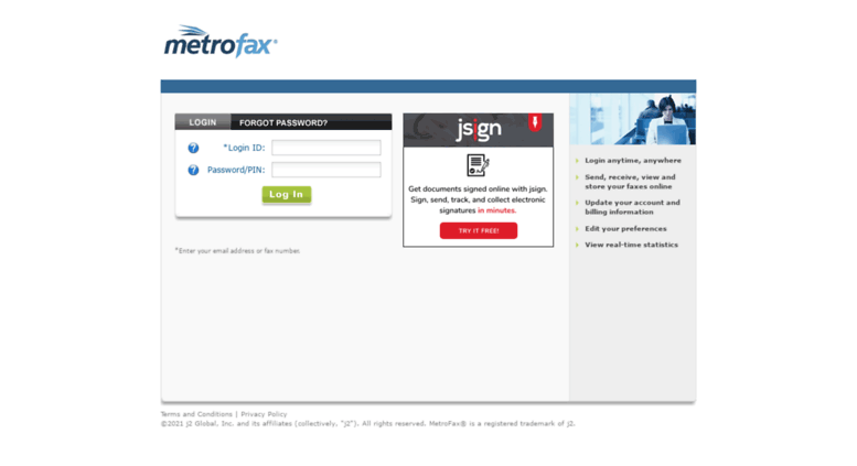 metrofax login