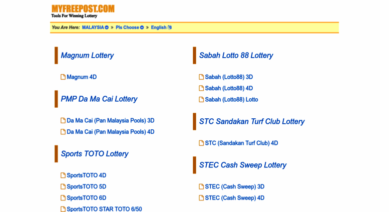 Access My Myfreepost Com Latest Malaysia Lottery Results For Sports Toto Magnum 4d Pan Malaysia 1 3d Sabah Lotto88 Sarawa