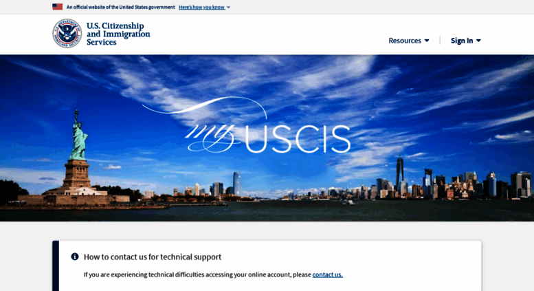 Access my.uscis.gov. USCIS | myUSCIS Home Page
