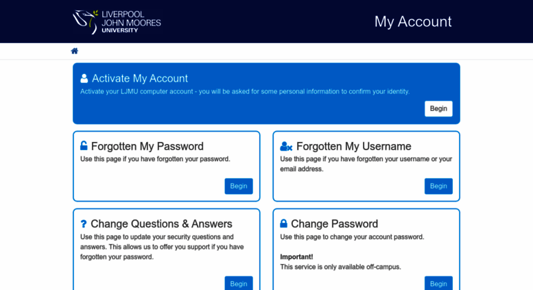 Access myaccount.ljmu.ac.uk. LJMU - My Account