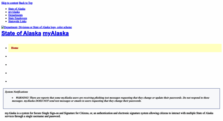 Access Myalaska.state.ak.us. MyAlaska - Welcome