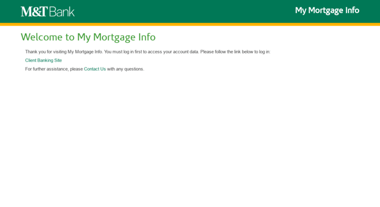 Access Mymortgageinfo customercarenet M T Bank Mortgages My 