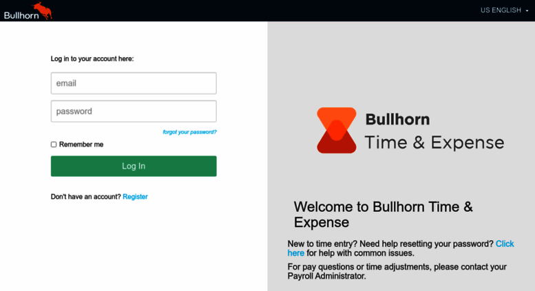 Access mypeoplenet.com. Bullhorn Time & Expense Logon
