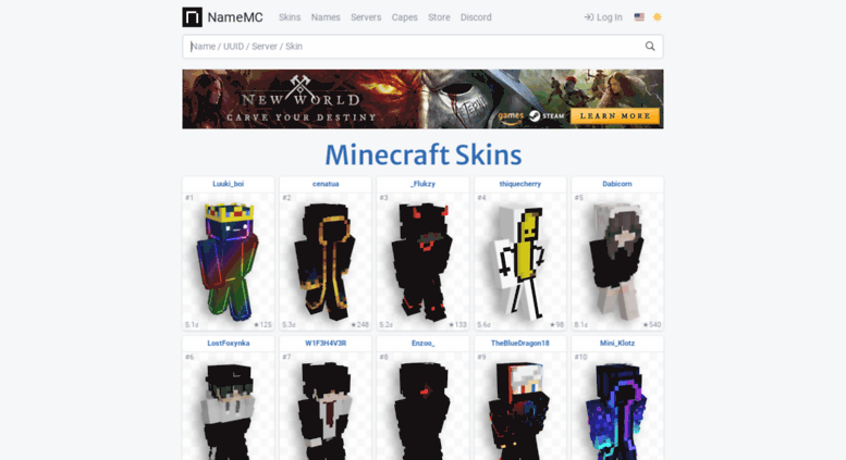 Access namemc.com. NameMC: Minecraft Names & Skins