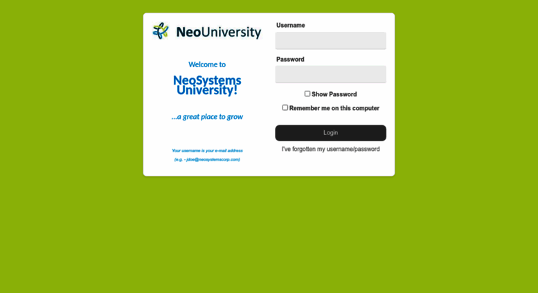 Access Neosystems litmos NeoSystems University Secure Login