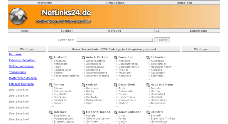 Access Netlinks24 De Webkatalog Und Webverzeichnis Link Eintragen