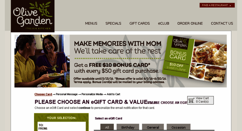 Access Olivegardenstore Wgiftcard Com Gift Cards Olive Garden
