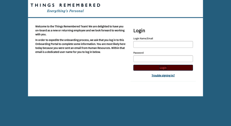 Access Onboarding thingsremembered icims Login