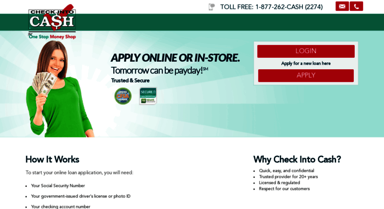 Cash check online now app