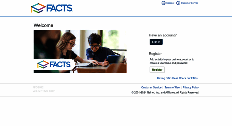 Access online.factsmgt.com. Welcome to FACTS Management Company