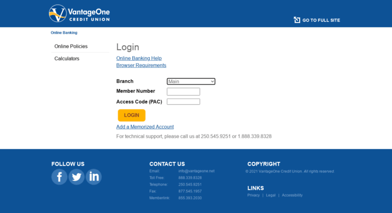 Vantage One Credit Union >> Access Onlinebanking Vantageone Net Vantageone Credit Union Vantage One Credit Union >> Access Onlinebanking Vantageone Net Vantageone Credit Union