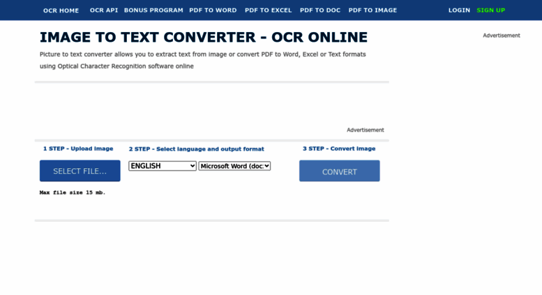 Access onlineocr.net. Free Online OCR - convert PDF to Word or Image to