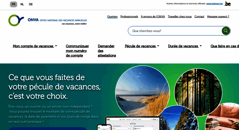 Access onva.be. Home - RJV - Rijksdienst voor Jaarlijkse Vakantie