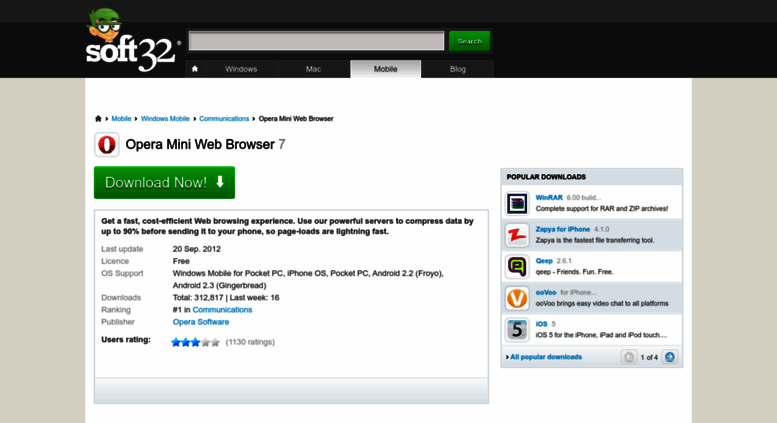 Access Opera Mini Web Browser Soft32 Com Download Opera Mini Web Browser 7 For Windows Mobile