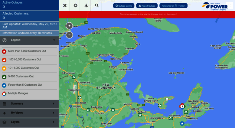 Access outagemap.nspower.ca. Nova Scotia Power