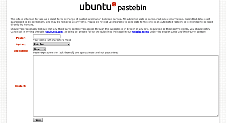 Ubuntu pastebin что это