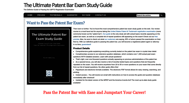 Access Patentbarstudyguide.com. Ultimate Patent Bar Exam Study Guide ...