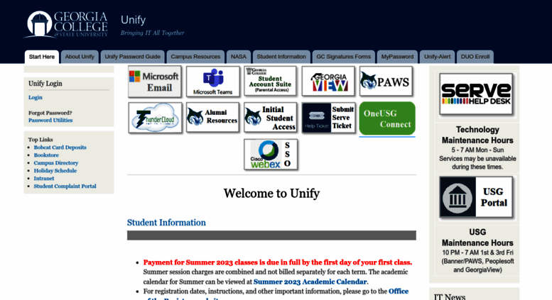 Access paws.gcsu.edu. Welcome to Unify | Unify