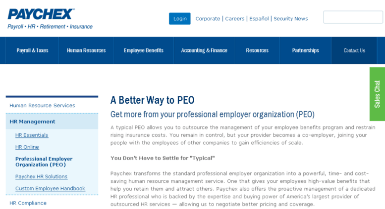 Access peo.paychex.com. Paychex: Payroll & HR Solutions