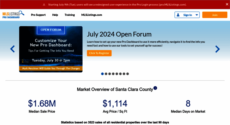 Access pro.mlslistings.com. MLSListings - Authentication