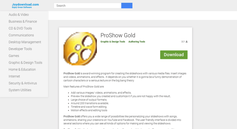 size of proshow gold download