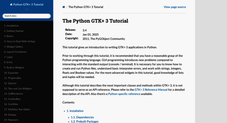 python gtk