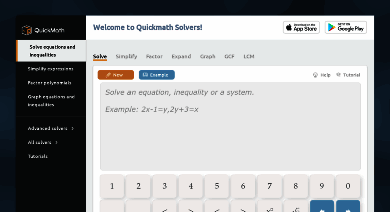 Access Quickmath.com. Step-by-Step Math Problem Solver